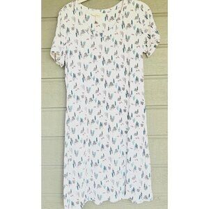 Soma Womens Christmas Tree Print Nightgown Size Small Deer Pajamas White